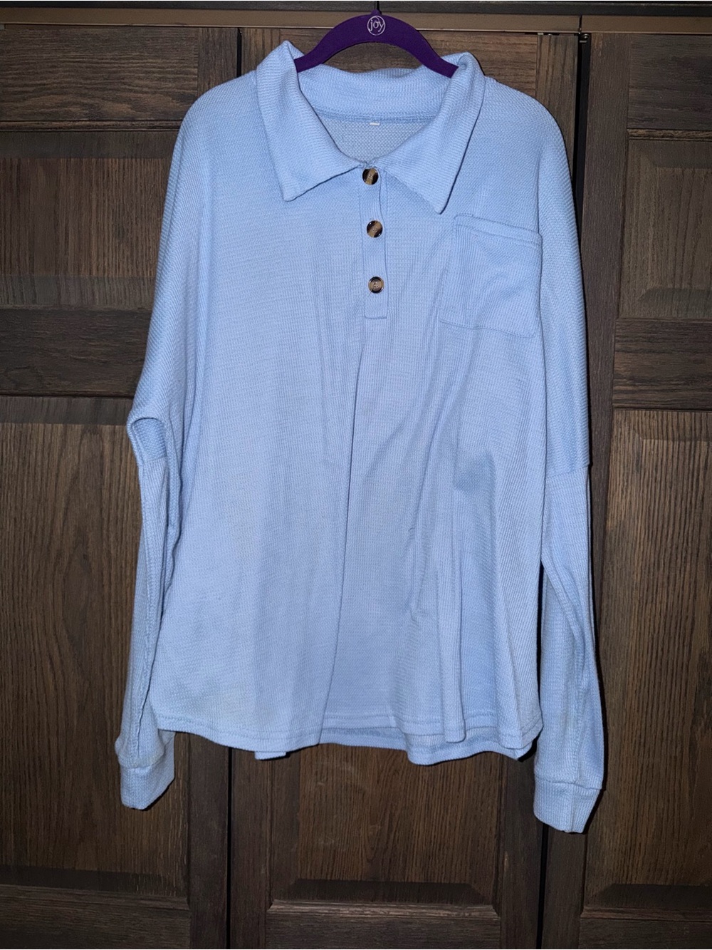 Light Blue Long-Sleeve Polo Thermal Top